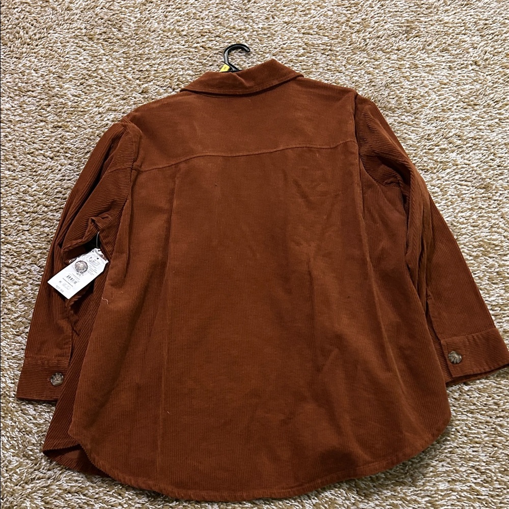 Time and Tru Rust Corduroy Button-Up Shacket - Picture 4 of 4